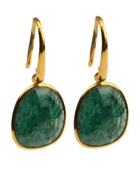 SYSTER P GLAM GLAM EARRINGS GOLD GREEN AVENTURINE