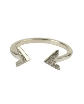 SYSTER P STRICT SPARKLE DOUBLE ARROW RING SILVER