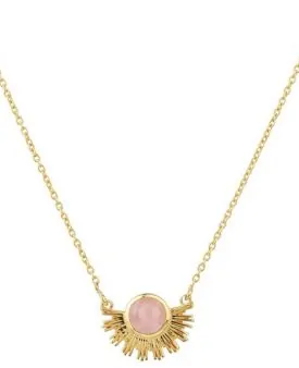 SYSTER P Sunburst Pink Opal Halsband i Guld