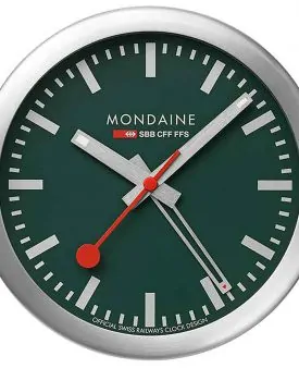MONDAINE Mini Clock Green Dial, Ø125mm with Alarm A997.MCAL.66SBV